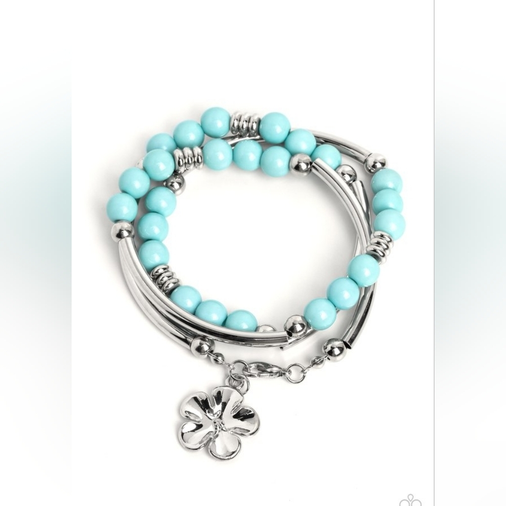 Paparazzi Silver and Light Blue Bracelet Or Necklace